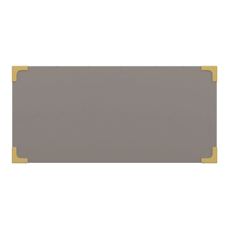 5-Drawer Campaign Chest with Gold Hardware – Espresso / Grey / White