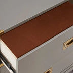 5-Drawer Campaign Chest with Gold Hardware – Espresso / Grey / White