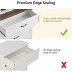 Brown/White 6-Drawer Wood Dresser, Bronze Handles, 1-Person Assembly