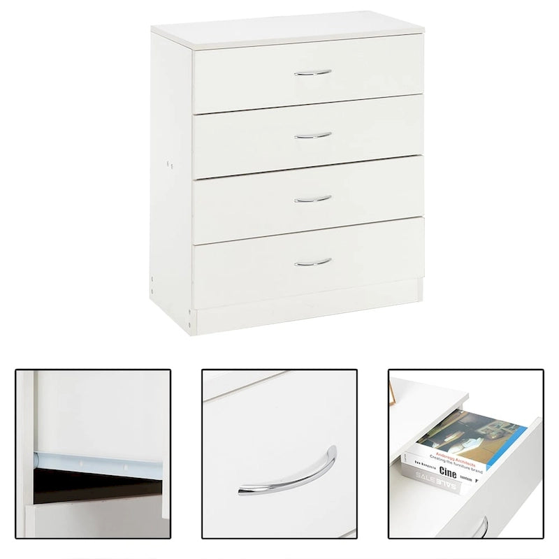 White / Black 4-Drawer Dresser, Modern Style, Single Use