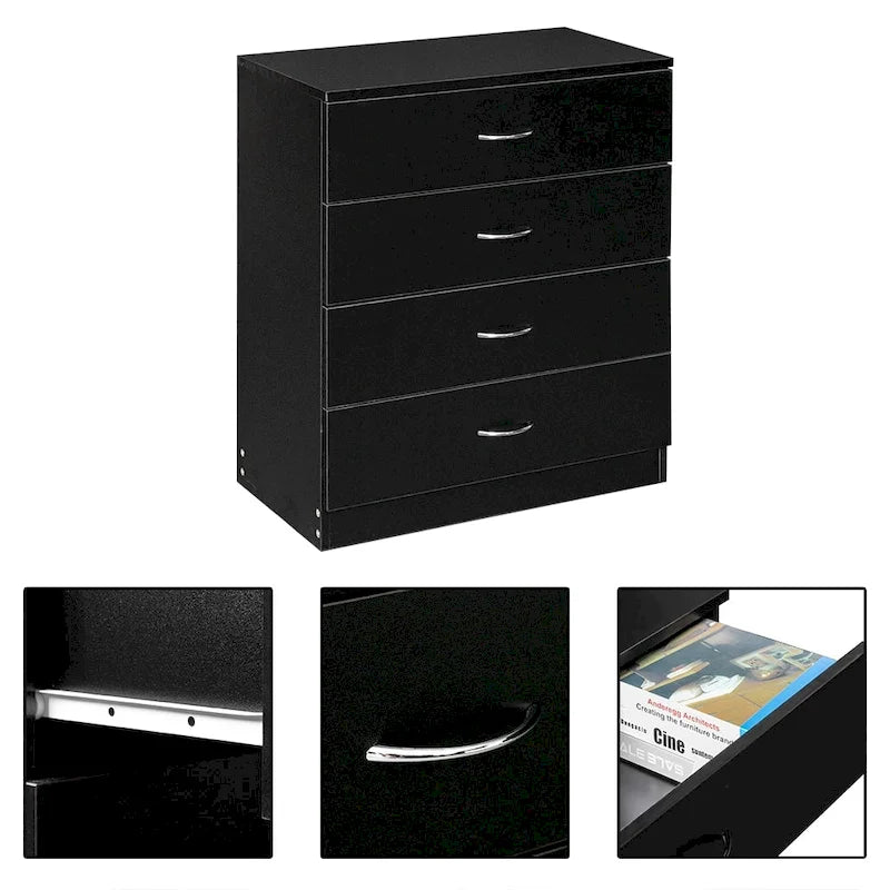 White / Black 4-Drawer Dresser, Modern Style, Single Use