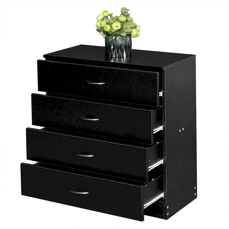 White / Black 4-Drawer Dresser, Modern Style, Single Use