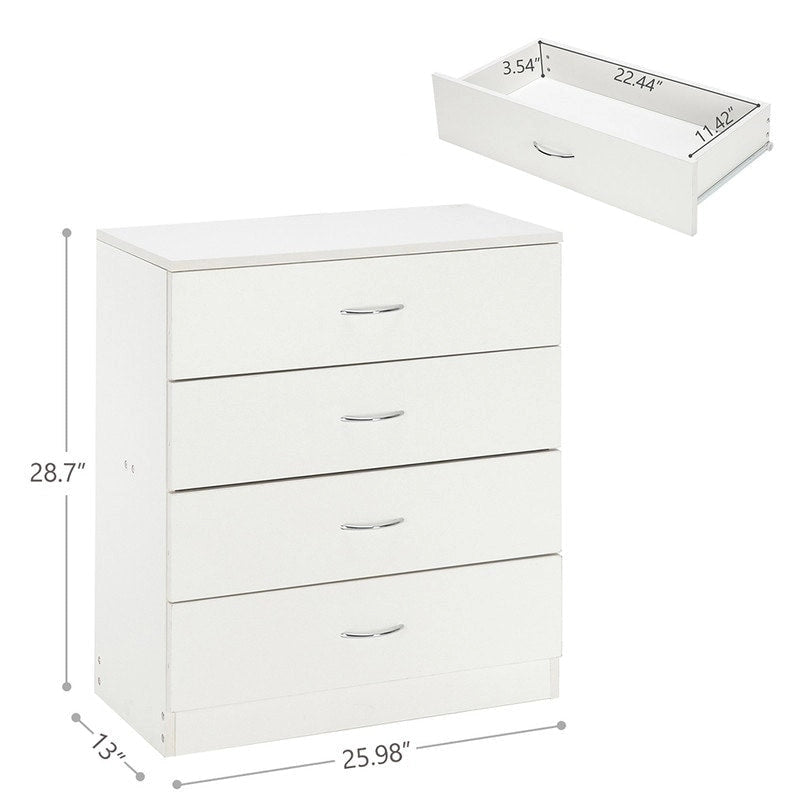 White / Black 4-Drawer Dresser, Modern Style, Single Use