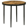 Natural Mango & Black Round Wood Top Side Table, 1-Person Use