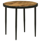 Natural Mango & Black Round Wood Top Side Table, 1-Person Use