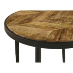 Natural Mango & Black Round Wood Top Side Table, 1-Person Use