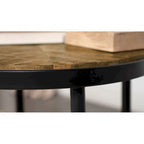 Natural Mango & Black Round Wood Top Side Table, 1-Person Use
