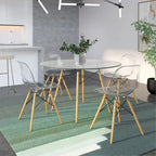 Clear / Black / White MDF Round Dining Table for 4 – Mid-Century Style