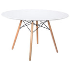 Clear / Black / White MDF Round Dining Table for 4 – Mid-Century Style