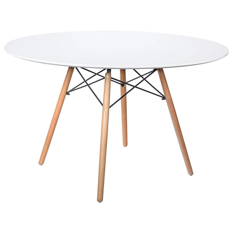 Clear / Black / White MDF Round Dining Table for 4 – Mid-Century Style