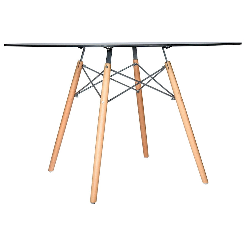 Clear / Black / White MDF Round Dining Table for 4 – Mid-Century Style