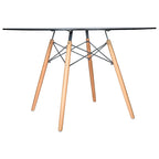 Clear / Black / White MDF Round Dining Table for 4 – Mid-Century Style