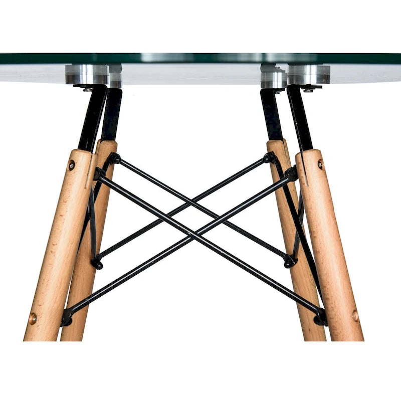 Clear / Black / White MDF Round Dining Table for 4 – Mid-Century Style
