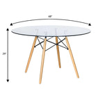 Clear / Black / White MDF Round Dining Table for 4 – Mid-Century Style