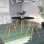 Clear / Black / White MDF Round Dining Table for 4 – Mid-Century Style