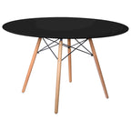 Clear / Black / White MDF Round Dining Table for 4 – Mid-Century Style