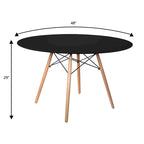 Clear / Black / White MDF Round Dining Table for 4 – Mid-Century Style