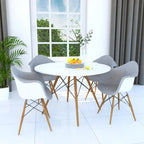 Clear / Black / White MDF Round Dining Table for 4 – Mid-Century Style