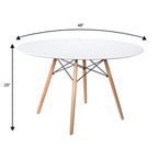 Clear / Black / White MDF Round Dining Table for 4 – Mid-Century Style