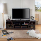 Espresso 71" Wide Entertainment Center with Glass Doors, Open Shelves – 1 Person Assembly