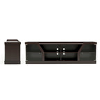 Espresso 71" Wide Entertainment Center with Glass Doors, Open Shelves – 1 Person Assembly
