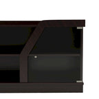 Espresso 71" Wide Entertainment Center with Glass Doors, Open Shelves – 1 Person Assembly