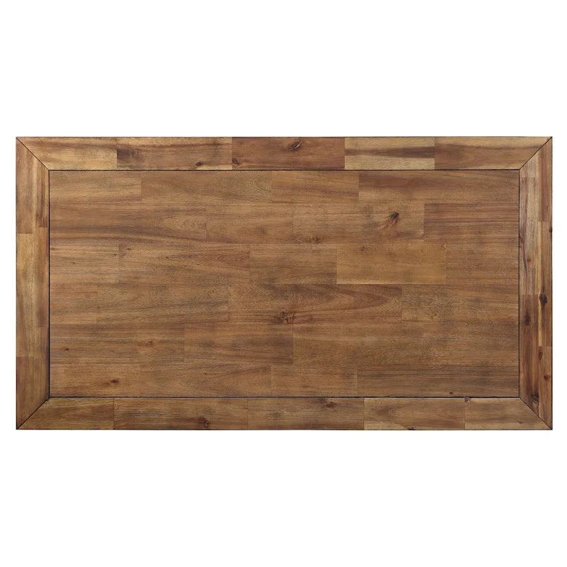 Warm Honey Brown Industrial Coffee Table with Casters, Metal & Wood