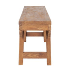 Natural Wood Carved Bench, Single Seat
