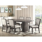 Grey-Brown Contemporary Wooden Dining Table, Double Pedestal, Seats 6