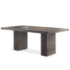 Grey-Brown Contemporary Wooden Dining Table, Double Pedestal, Seats 6