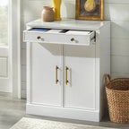 White Modern Farmhouse 1-Drawer 2-Door Storage Cabinet, 2-Person Assembly