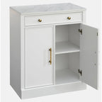 White Modern Farmhouse 1-Drawer 2-Door Storage Cabinet, 2-Person Assembly
