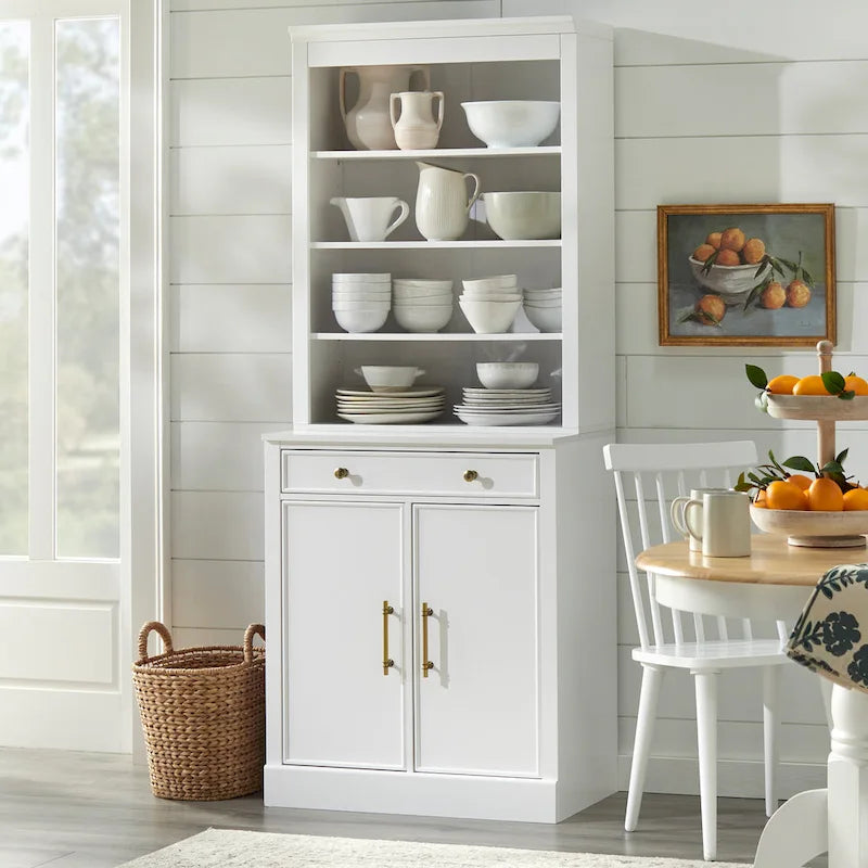 White Modern Farmhouse 1-Drawer 2-Door Storage Cabinet, 2-Person Assembly