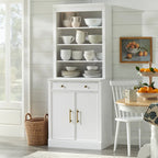 White Modern Farmhouse 1-Drawer 2-Door Storage Cabinet, 2-Person Assembly