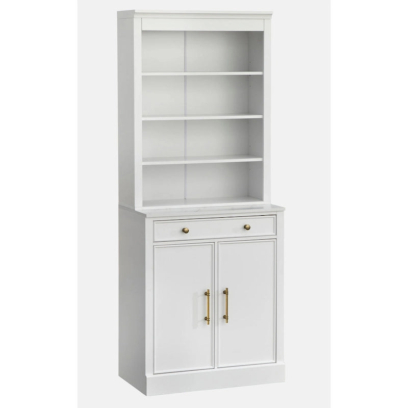 White Modern Farmhouse 1-Drawer 2-Door Storage Cabinet, 2-Person Assembly