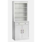 White Modern Farmhouse 1-Drawer 2-Door Storage Cabinet, 2-Person Assembly