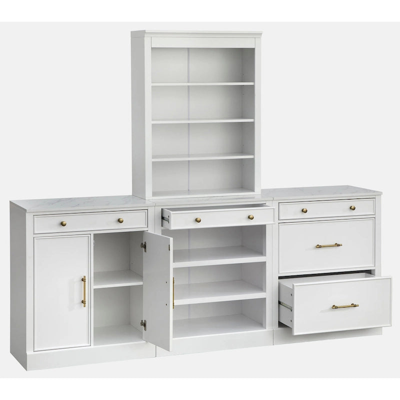 White Modern Farmhouse 1-Drawer 2-Door Storage Cabinet, 2-Person Assembly