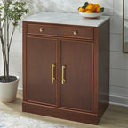 White Modern Farmhouse 1-Drawer 2-Door Storage Cabinet, 2-Person Assembly