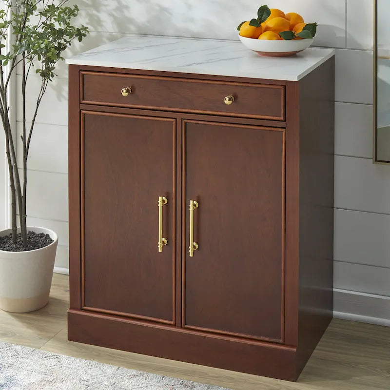 White Modern Farmhouse 1-Drawer 2-Door Storage Cabinet, 2-Person Assembly