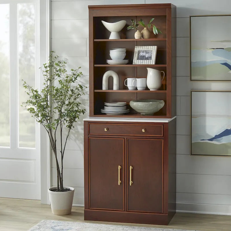 White Modern Farmhouse 1-Drawer 2-Door Storage Cabinet, 2-Person Assembly