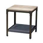 Square Side Table, Wood Top & Black Metal Base, 1-Person Use