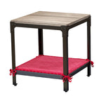 Square Side Table, Wood Top & Black Metal Base, 1-Person Use