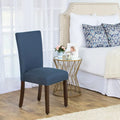 Chaise de salle à manger Parsons en tissu bleu uni avec pieds en bois noyer foncé