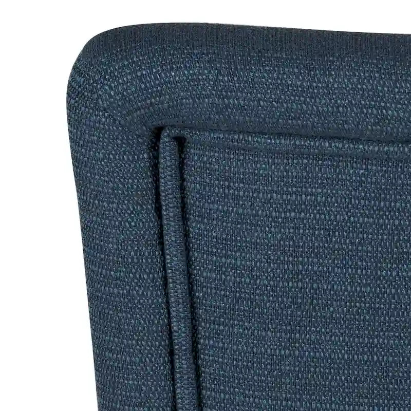 Chaise de salle à manger Parsons en tissu bleu uni avec pieds en bois noyer foncé