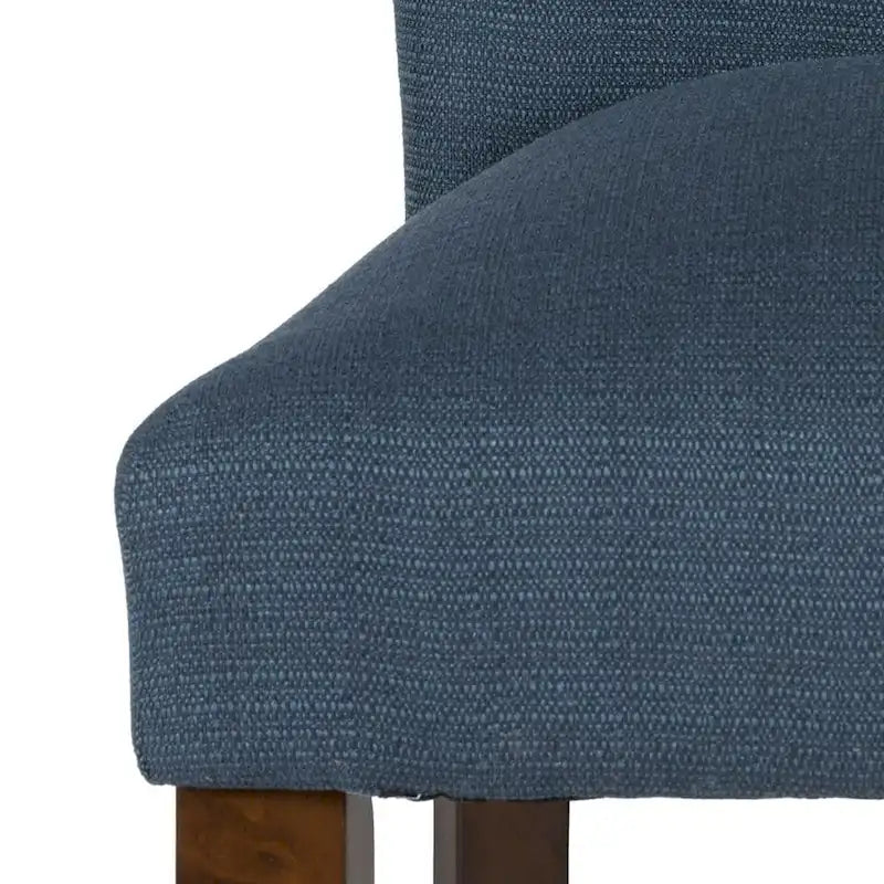 Chaise de salle à manger Parsons en tissu bleu uni avec pieds en bois noyer foncé