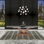 Davee Transparent Glass Top with Wood Leg Extendable Dining Table - 106/70.87*35.43*30 inches