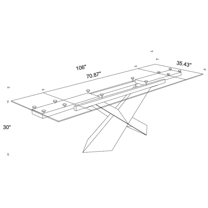 Brown Glass Top Wood Base Extendable Dining Table, Seats 6–10