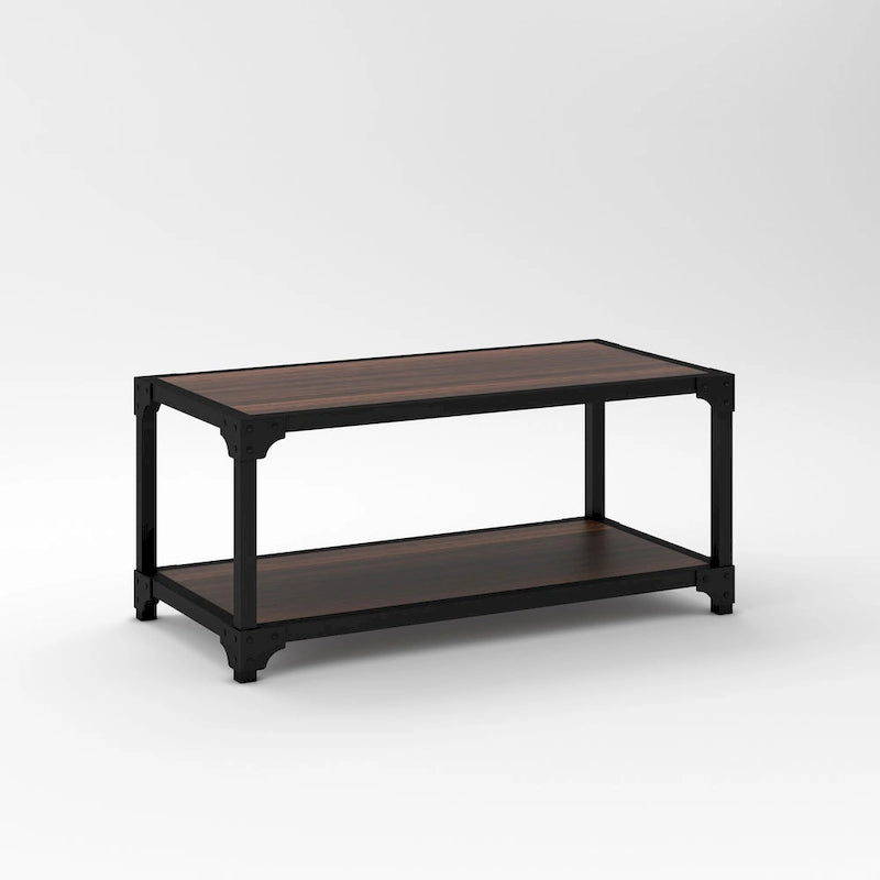 Black Metal & Walnut 3-Piece Industrial Coffee Table & End Table Set