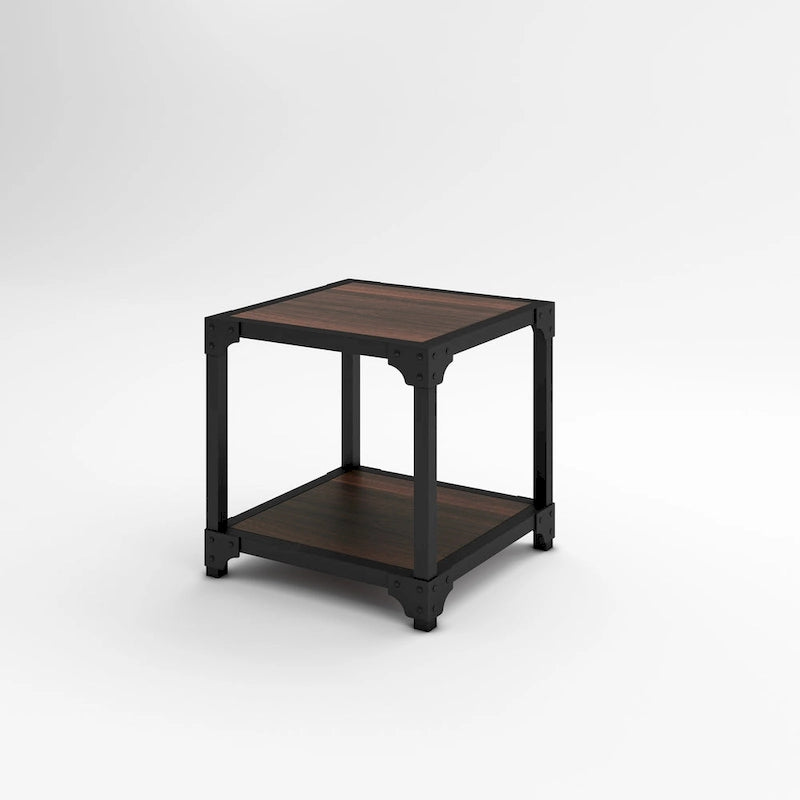 Black Metal & Walnut 3-Piece Industrial Coffee Table & End Table Set