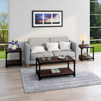 Black Metal & Walnut 3-Piece Industrial Coffee Table & End Table Set